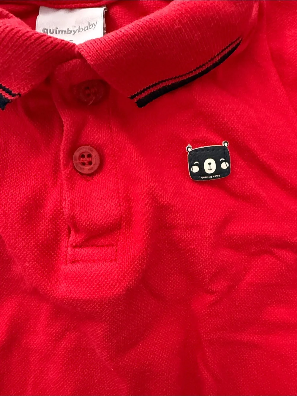 Red Polo-Style Baby Bodysuit with Contrast Trim
